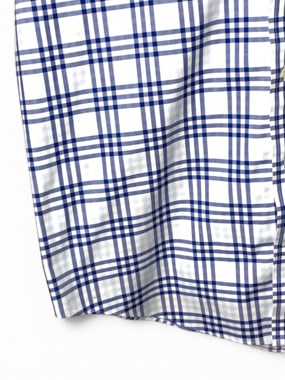 Lands End Mens 2XLT Blue Plaid No Iron Twill Short Sleeve Button Shirt Tall - Picture 8 of 16